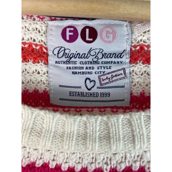 FLG Flashlights Women's 6 Cream Colorful Striped Pullover Sweater - Picture 3 of 7